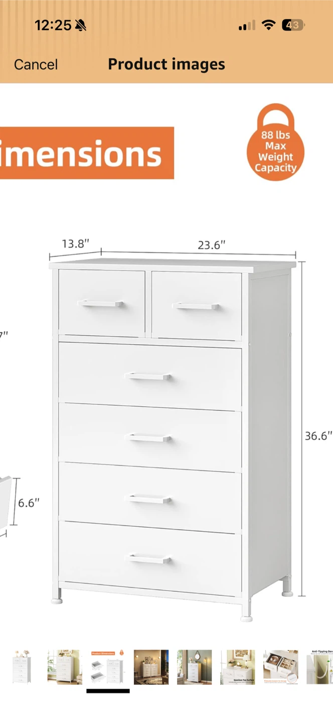 White 6-Drawer Dresser - photo 3