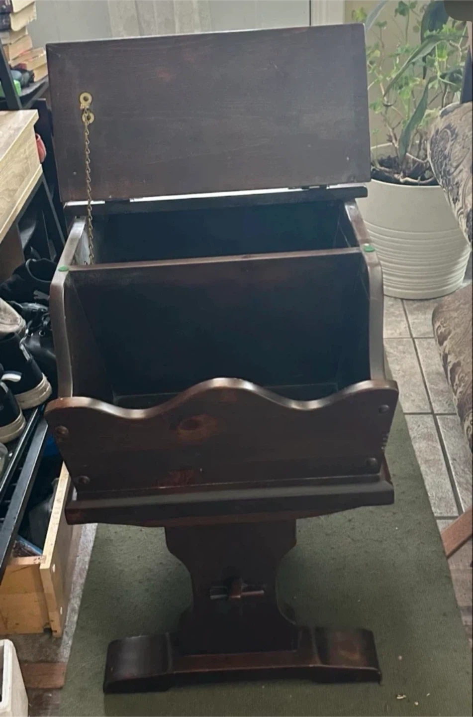 Vintage Wooden Magazine Rack with Storage - photo 3