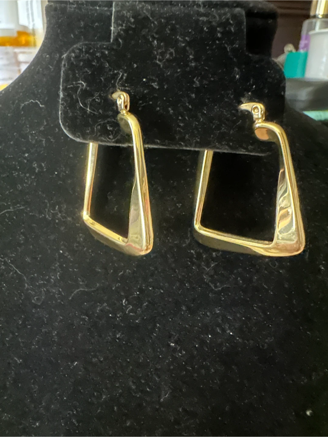 14k Gold tone laminated square hoop earrings