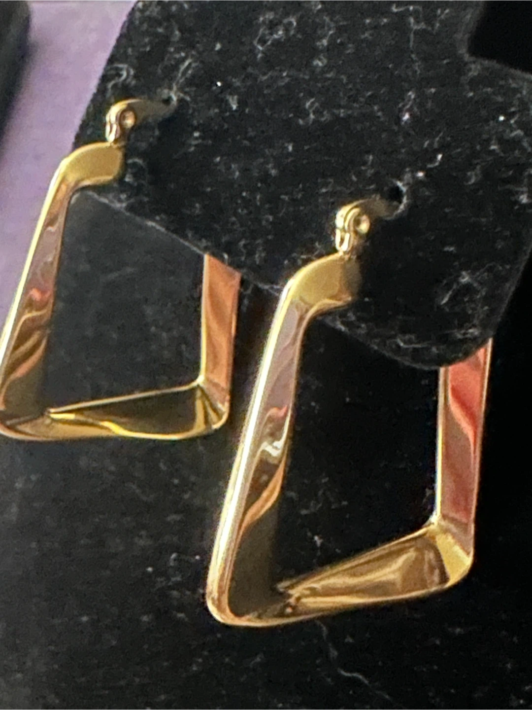 14k Gold tone laminated square hoop earrings - photo 2
