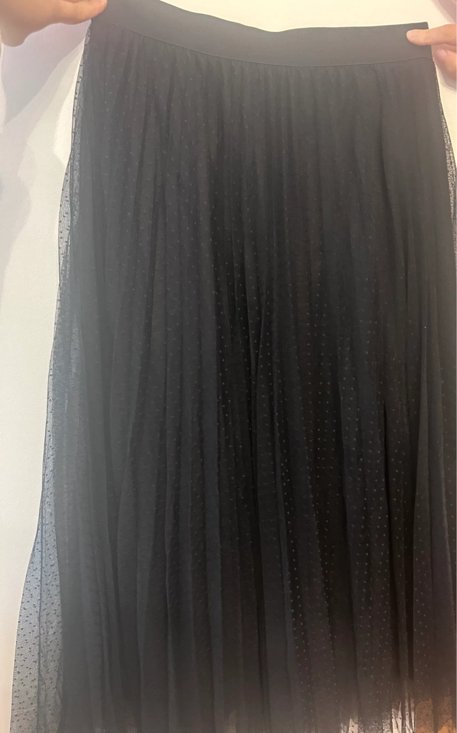 Black Tulle Pleated Midi Skirt - photo 2