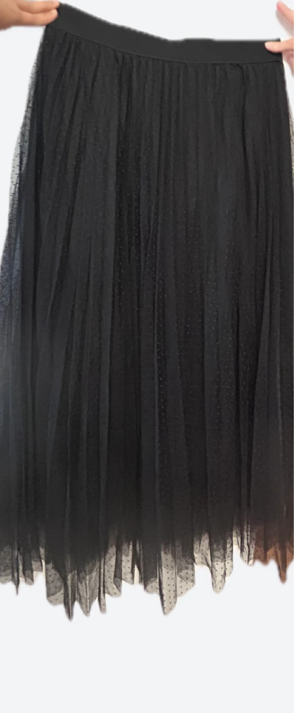 Black Tulle Pleated Midi Skirt - photo 3