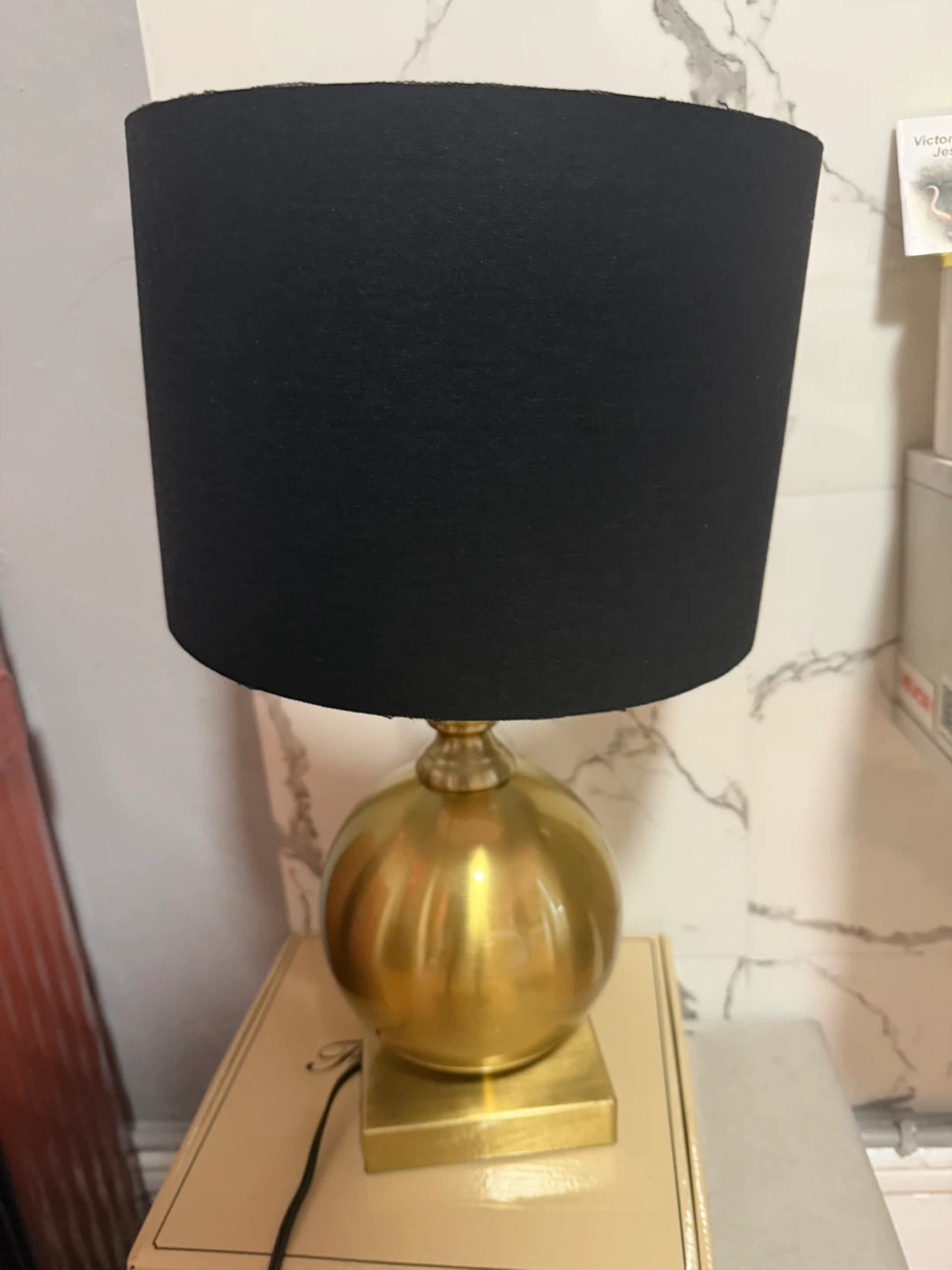 Gold Ball Modern Table Lamp with Black Shade