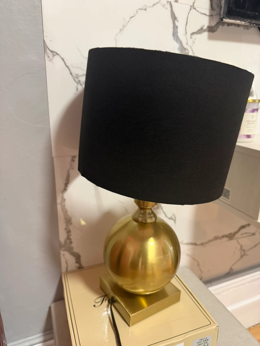 Gold Ball Modern Table Lamp with Black Shade - photo 2