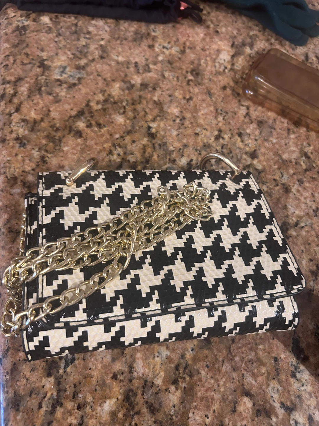 Aldo Houndstooth Mini Purse with Chain