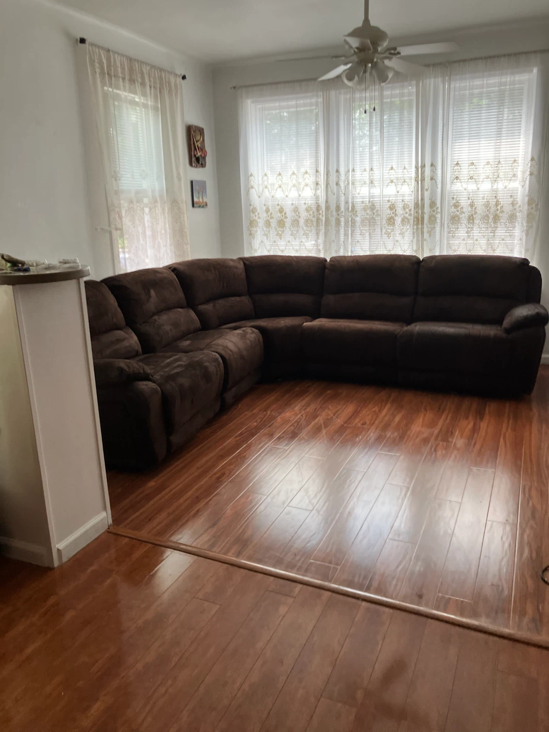 Brown Suede Reclining Sectional Sofa