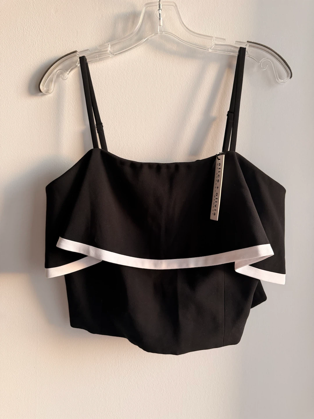 Alice + Olivia Black Ruffle Top