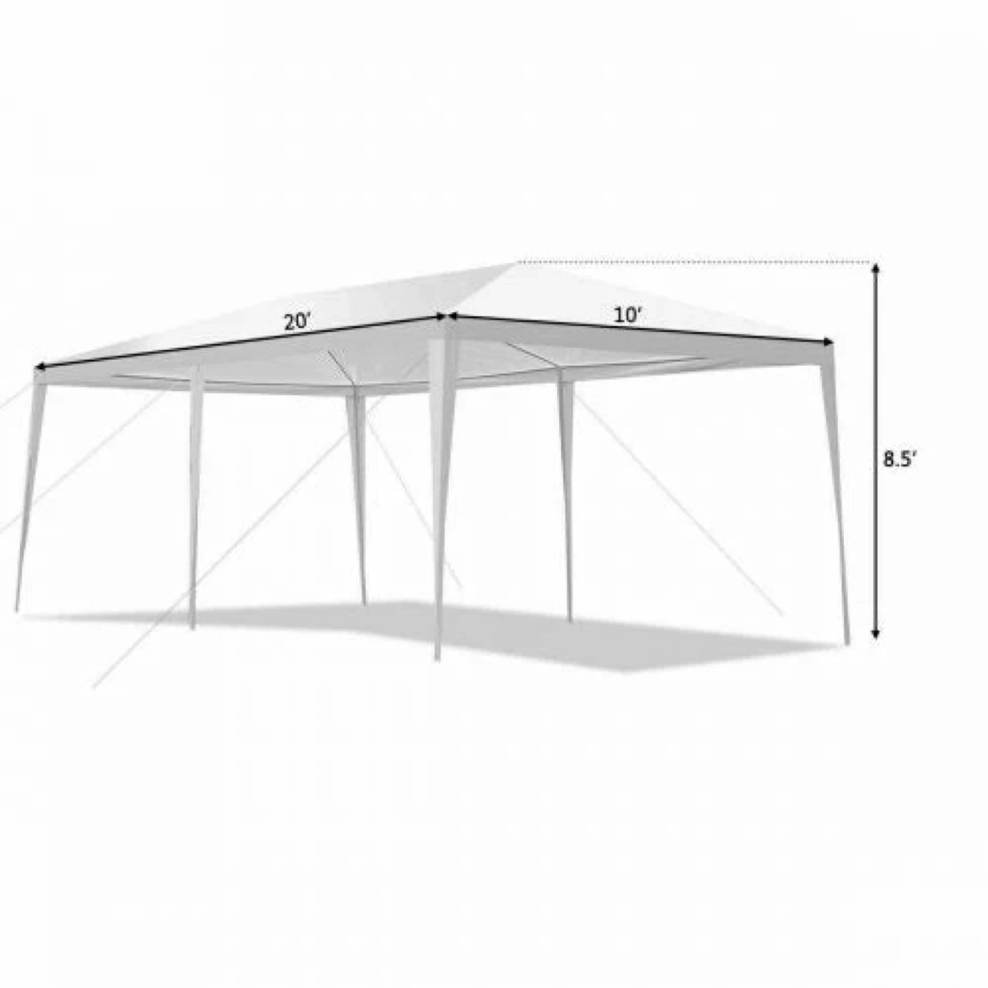 White Canopy Tent with Side Walls - 20' x 10' - photo 4