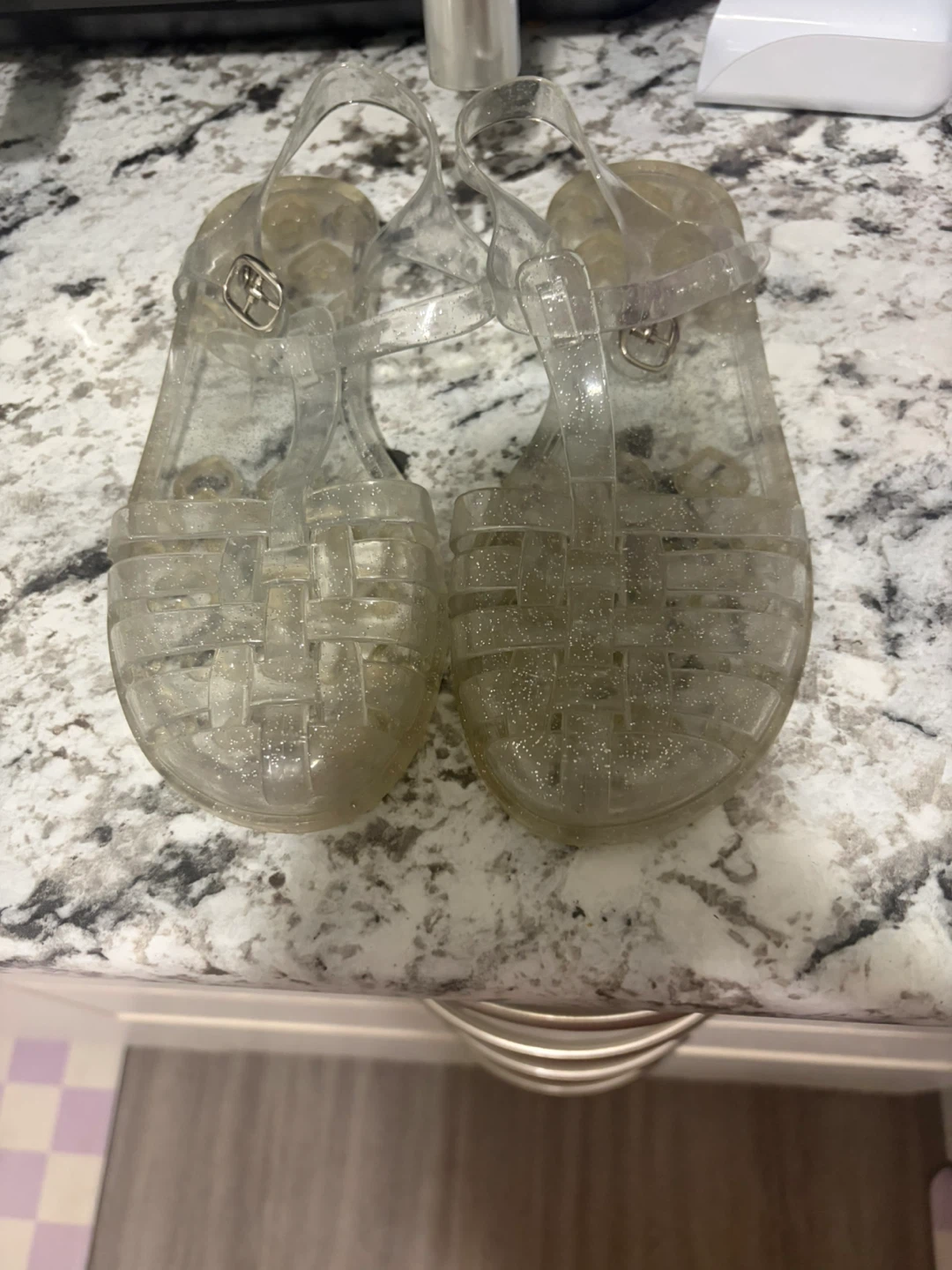 Old Navy Clear Glitter Jelly Sandals - Size 4