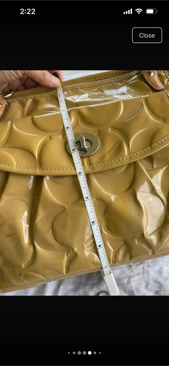 Authentic Coach Patent Leather Handbag - Mustard Yellow - photo 5