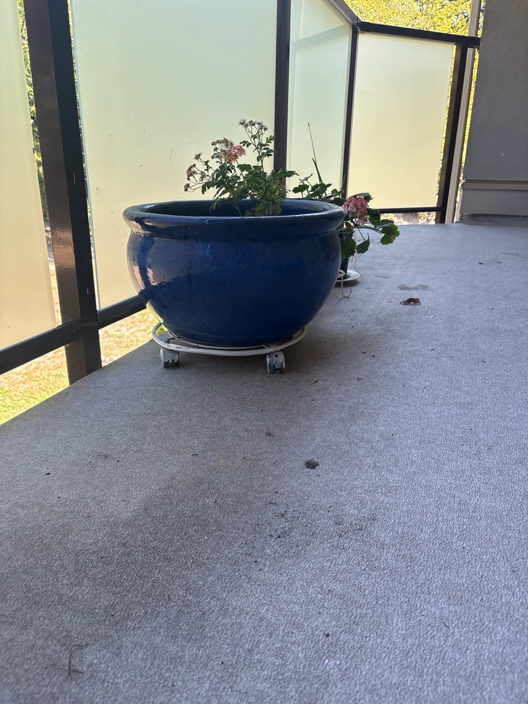 Blue Ceramic Pot with Rolling Stand - photo 2