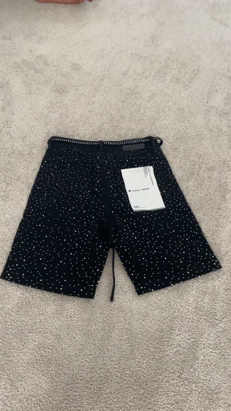 Purple Brand Black Rhinestone Shorts - photo 2