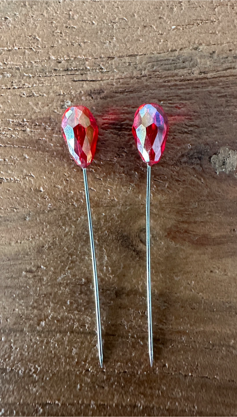 Red teardrop pins - Both for $1