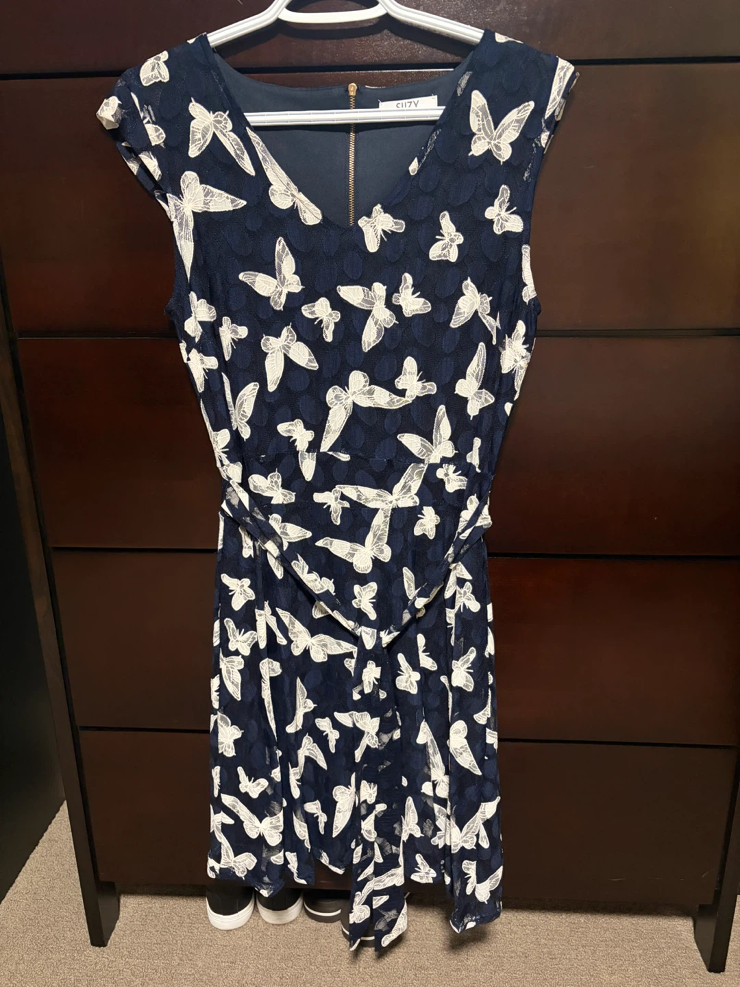 City Navy Butterfly Lace Dress