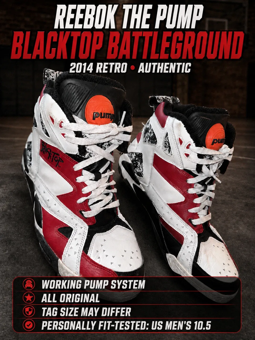REEBOK THE PUMP BLACKTOP BATTLEGROUND 2014 RETRO