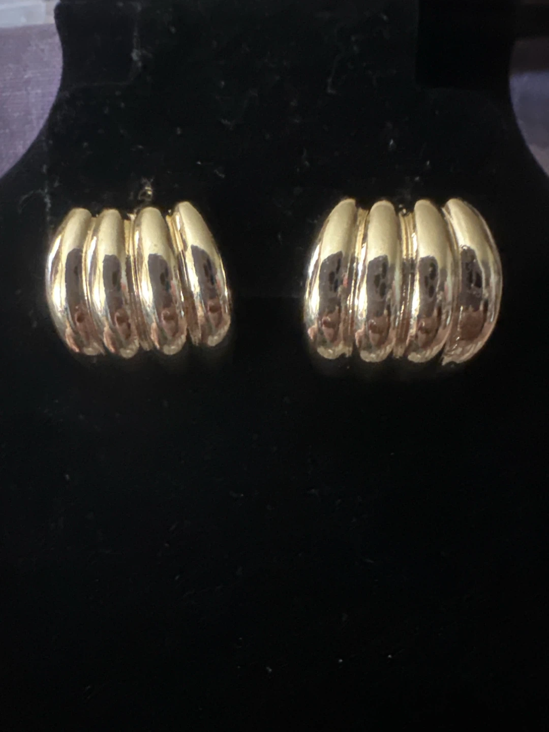 14k Gold Tone laminated Ribbed Hoop Earrings