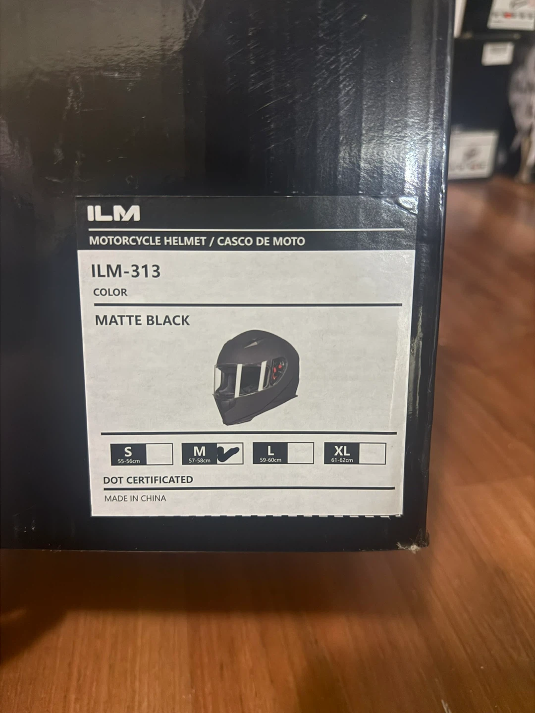 ILM Motorcycle Helmet Matte Black Size M