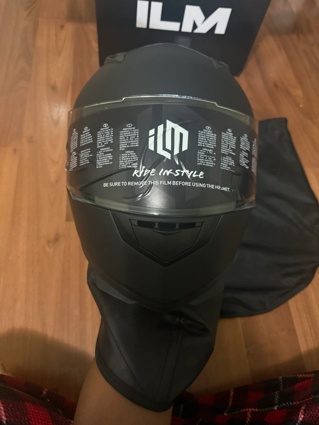 ILM Motorcycle Helmet Matte Black Size M - photo 2