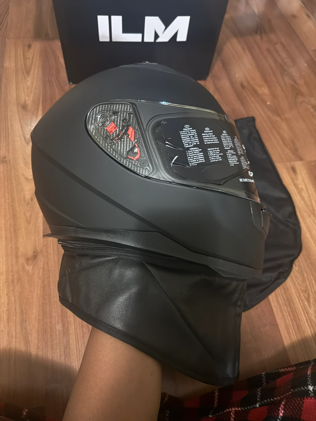 ILM Motorcycle Helmet Matte Black Size M - photo 3