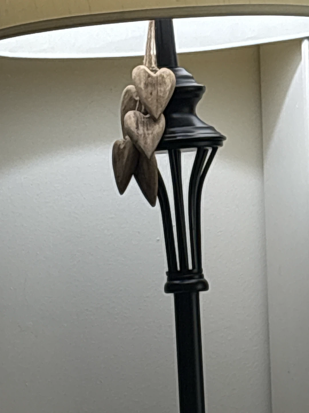 Lamp with Wood Heart Dangles