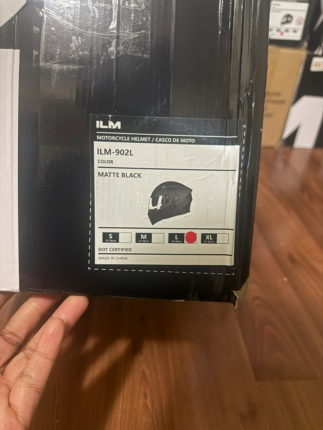 ILM Motorcycle Helmet - Matte Black Size Large