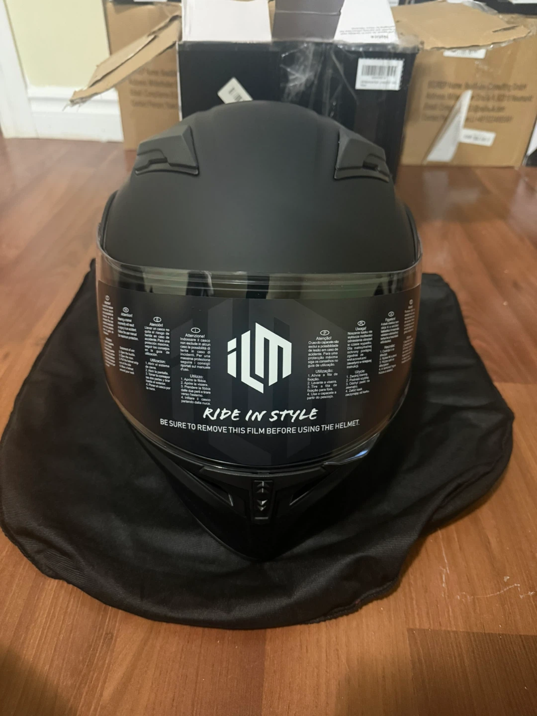 ILM Motorcycle Helmet - Matte Black Size Large - photo 2