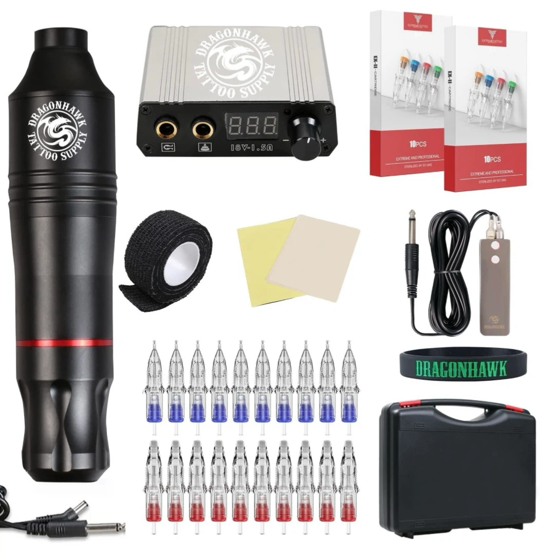 Brand New Dragonhawk Mast Flash Rotary Tattoo Machine Kit