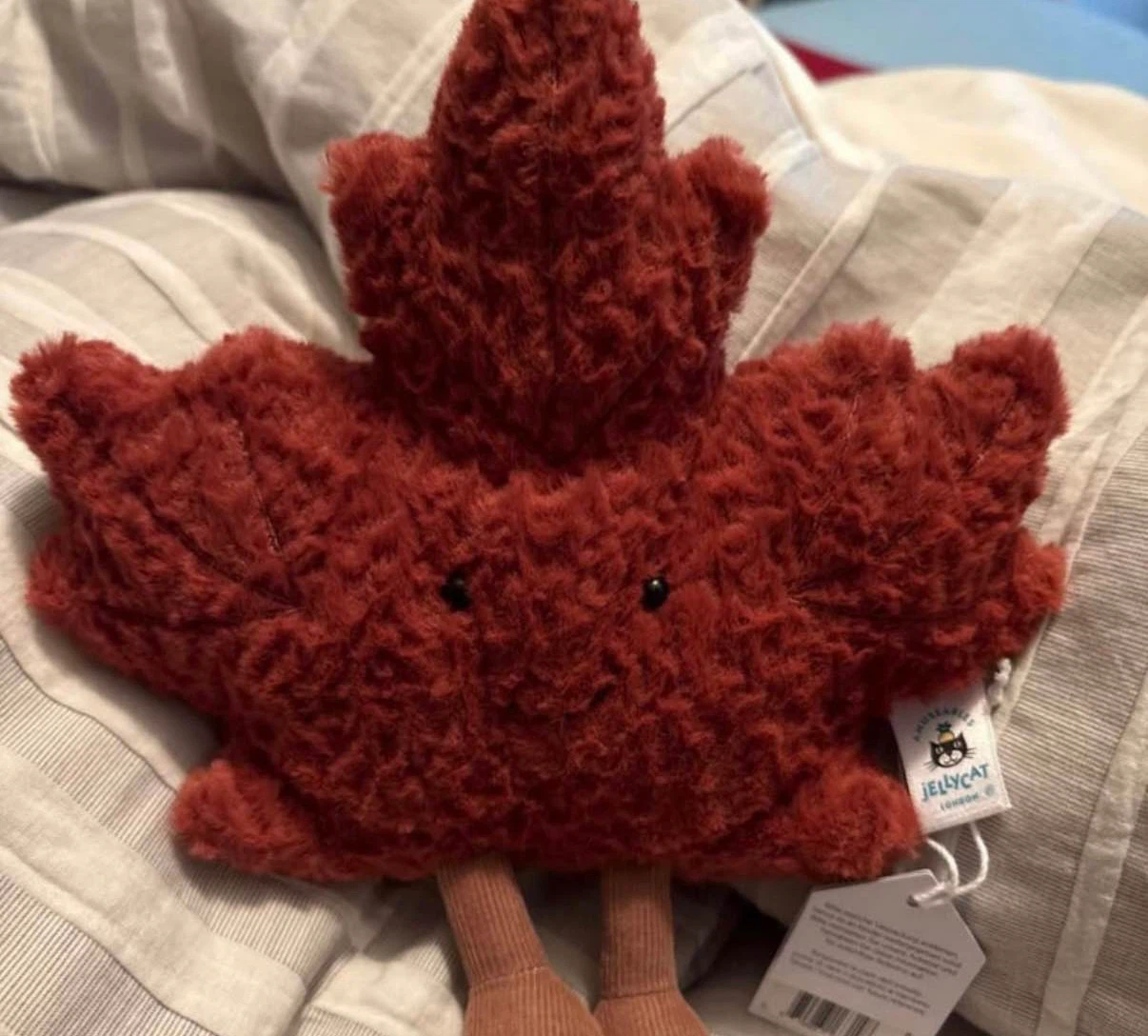Jellycat maple leaf tags on