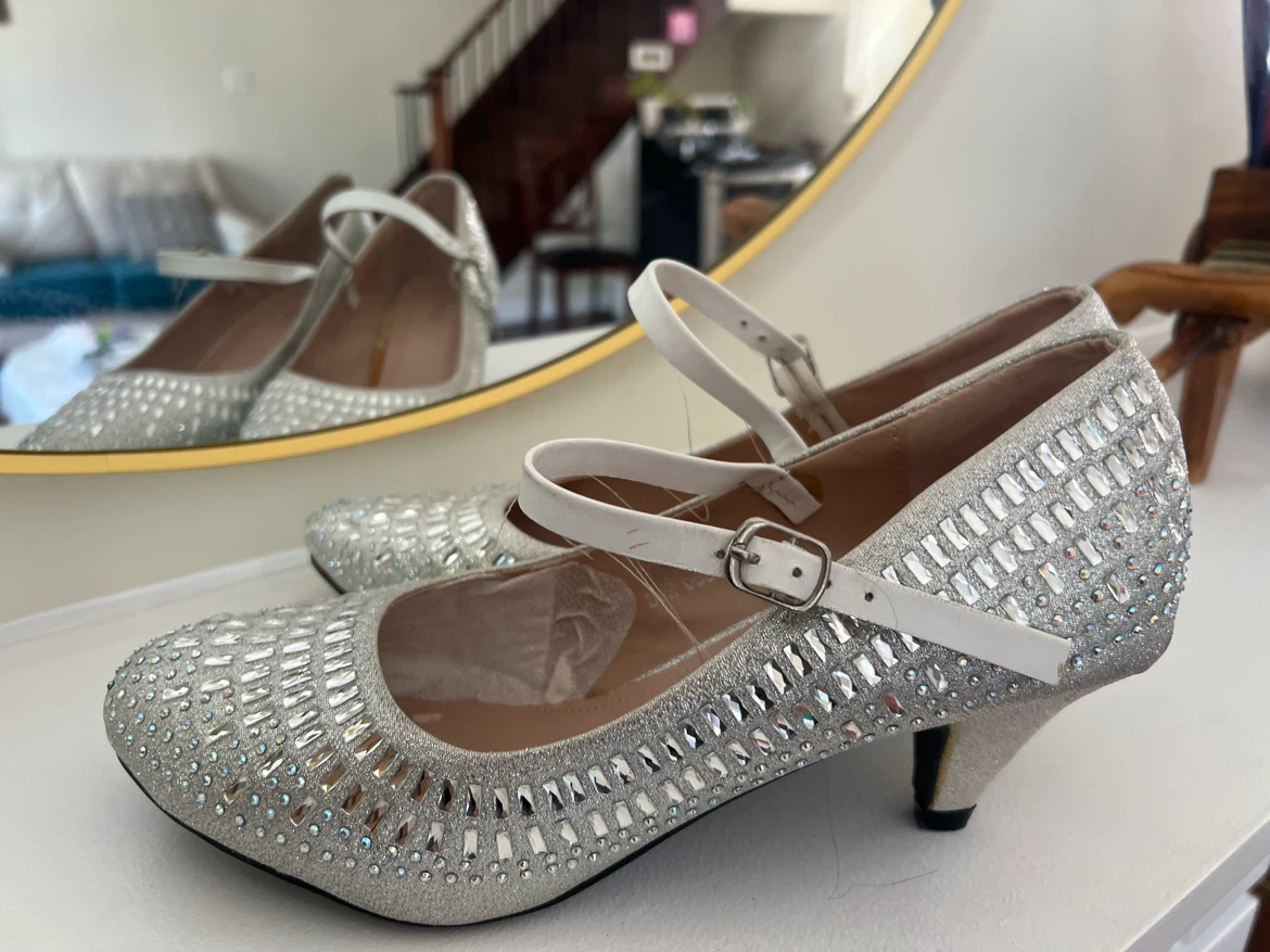 Sparkly Silver Mary Jane Heels
