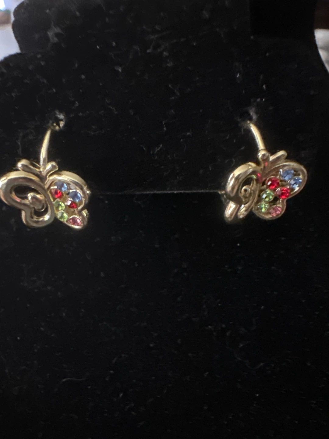 14k Gold laminated Butterfly Earrings with Colorful Stones - photo 3