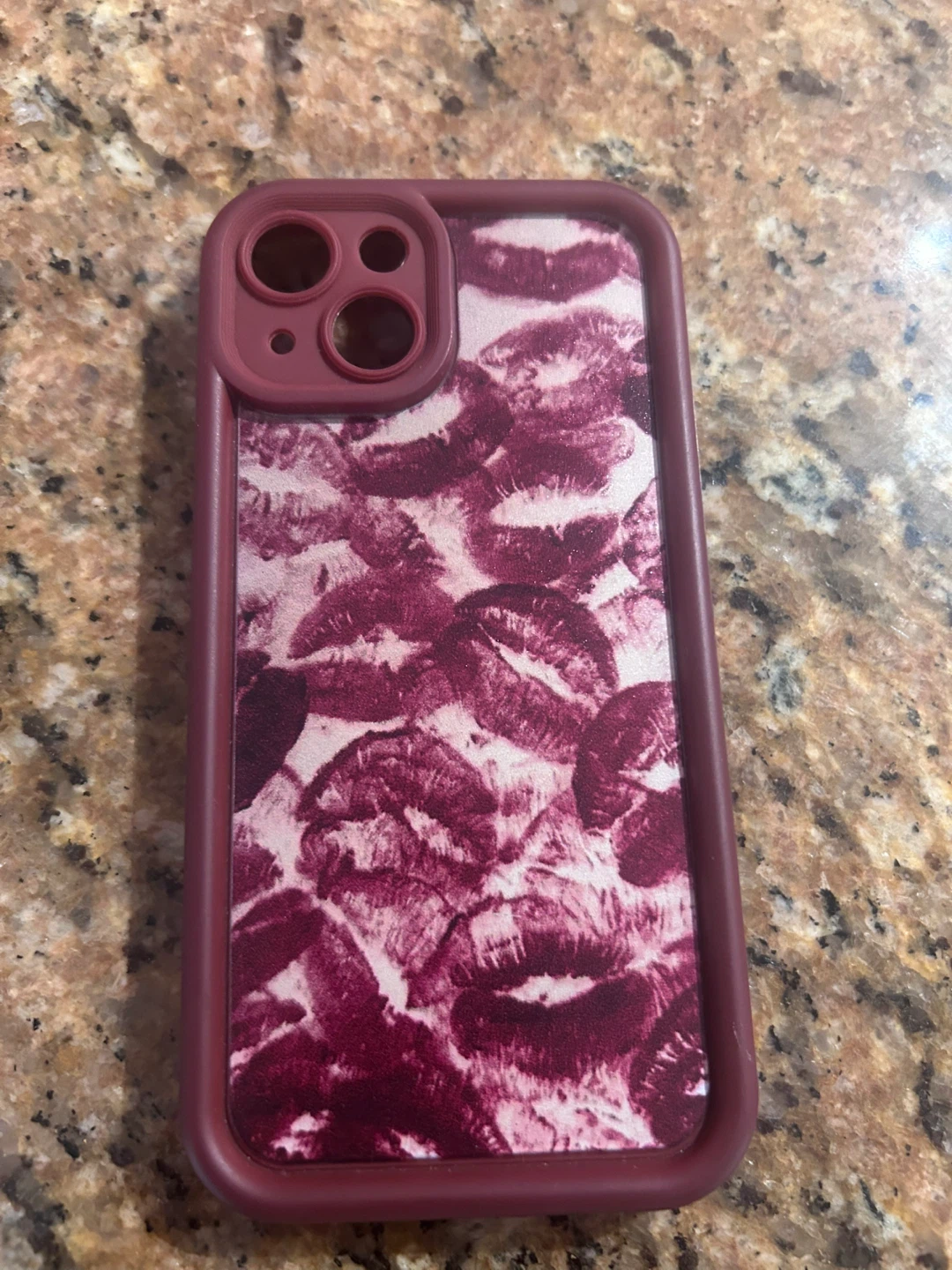 Iphone 15 Phone Case with Lipstick Kiss Pattern