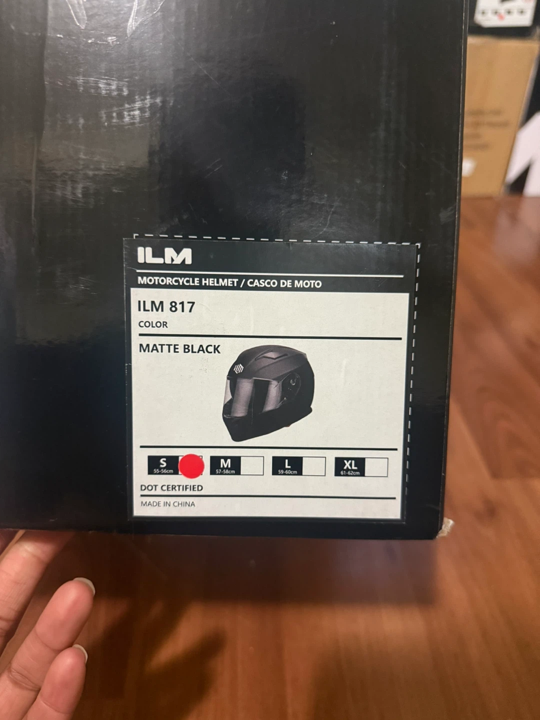 ILM Motorcycle Helmet Matte Black Size Small