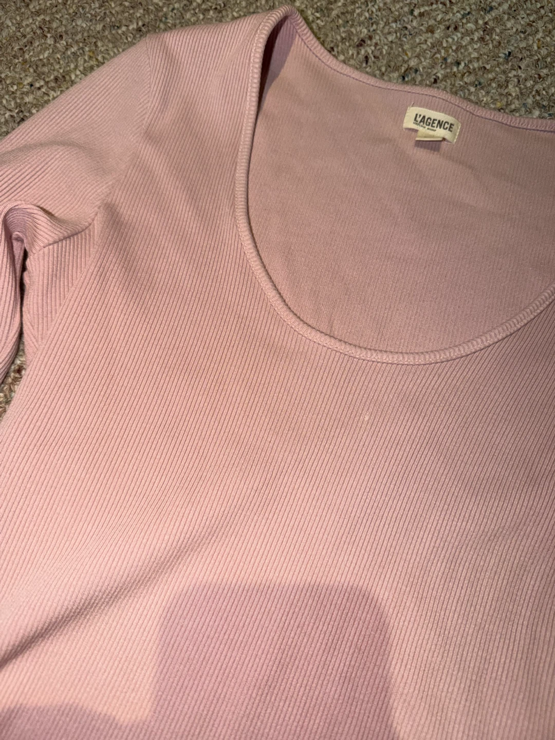 L'AGENCE pink ribbed long sleeve top