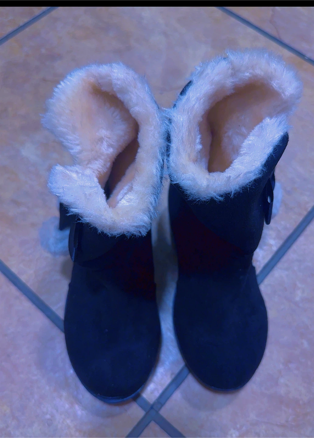 Black Faux Suede Winter Boots with Pom Poms - photo 3