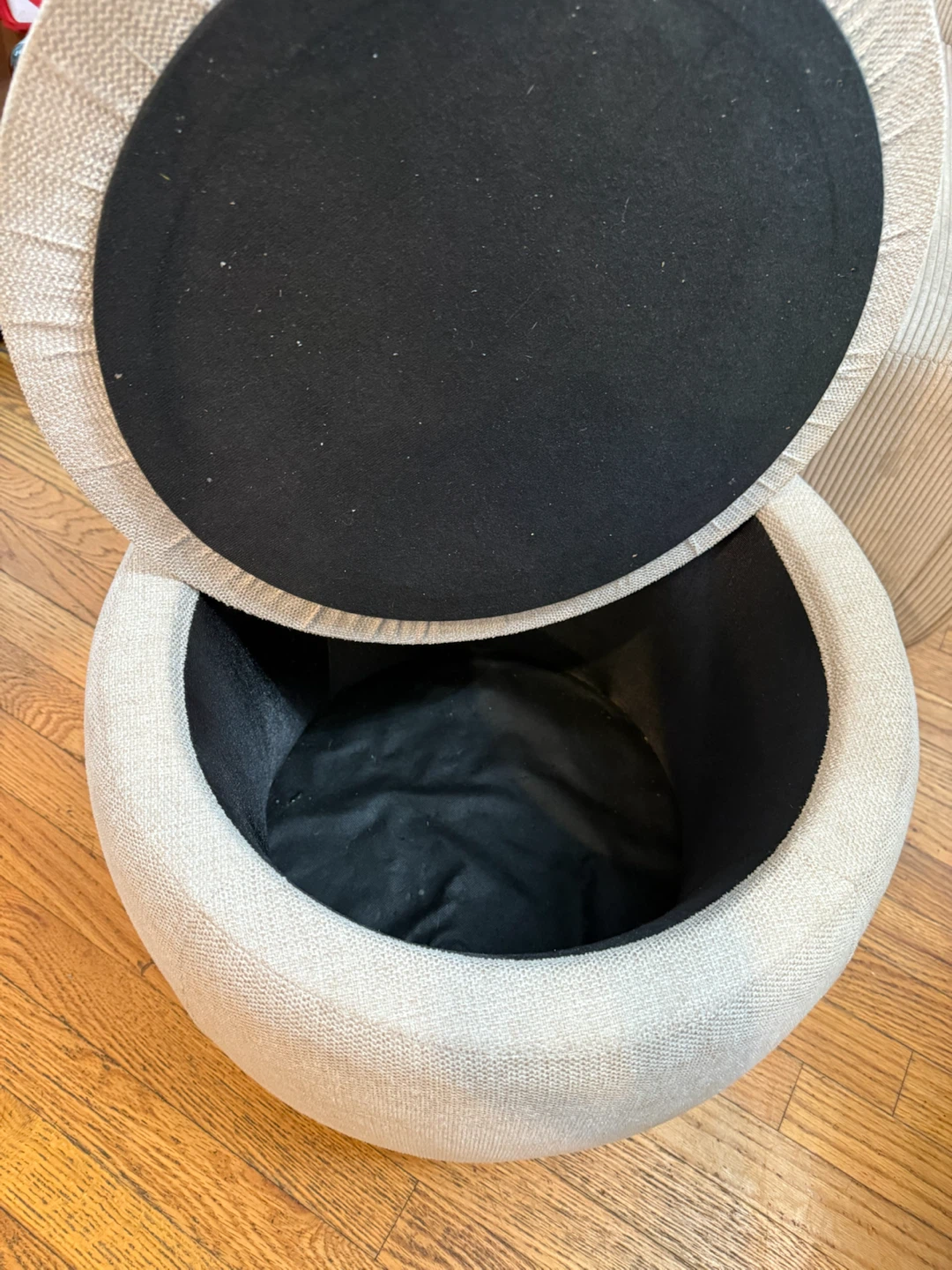 Round Beige Storage Ottoman - photo 3