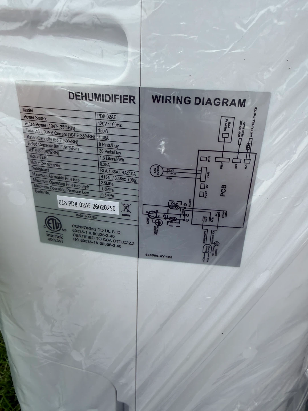 AIRFIRE PD8-02AE Dehumidifier - photo 5