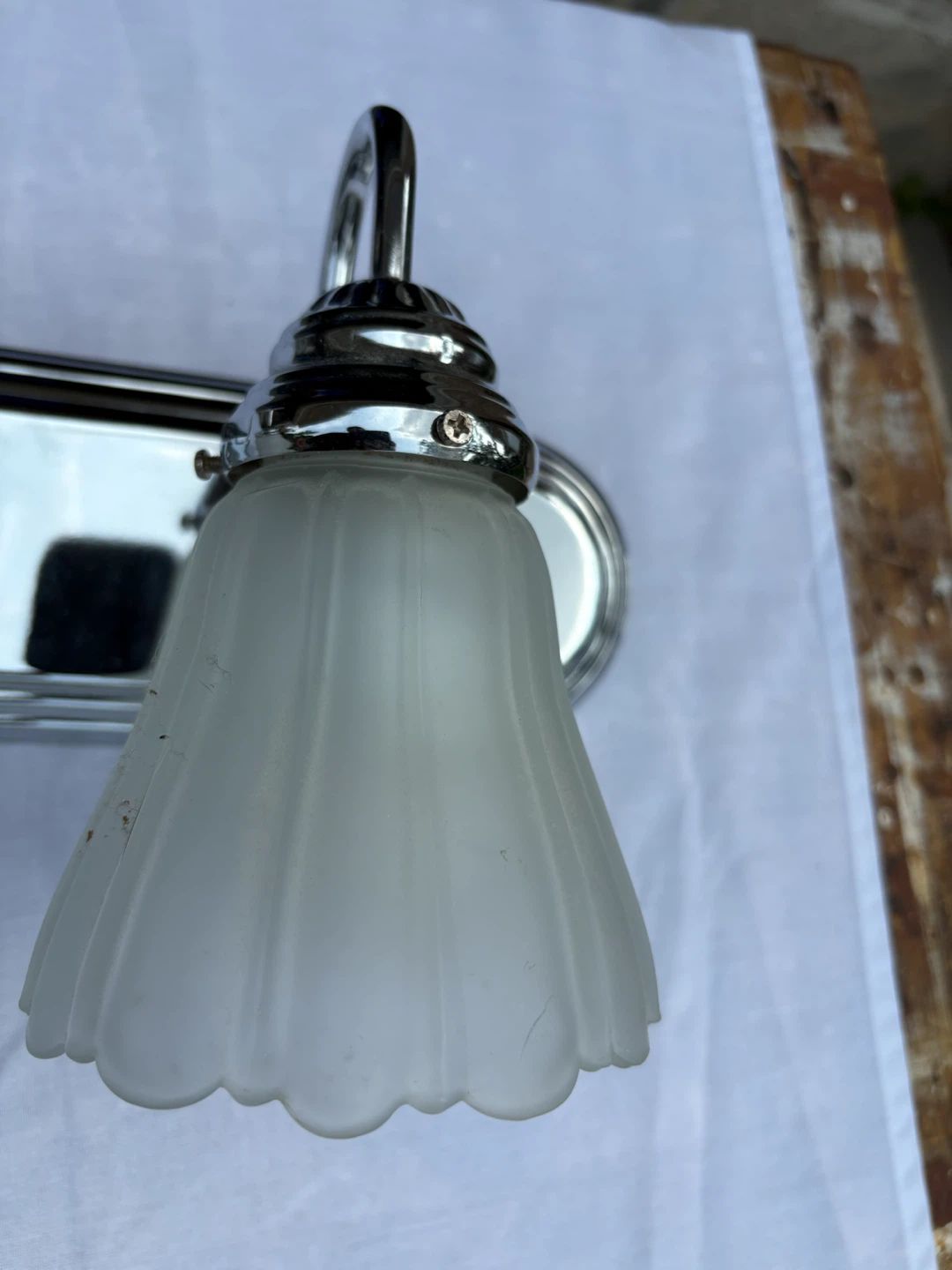 Chrome Vanity Light Fixture with 2 Frosted Glass Shades - photo 3