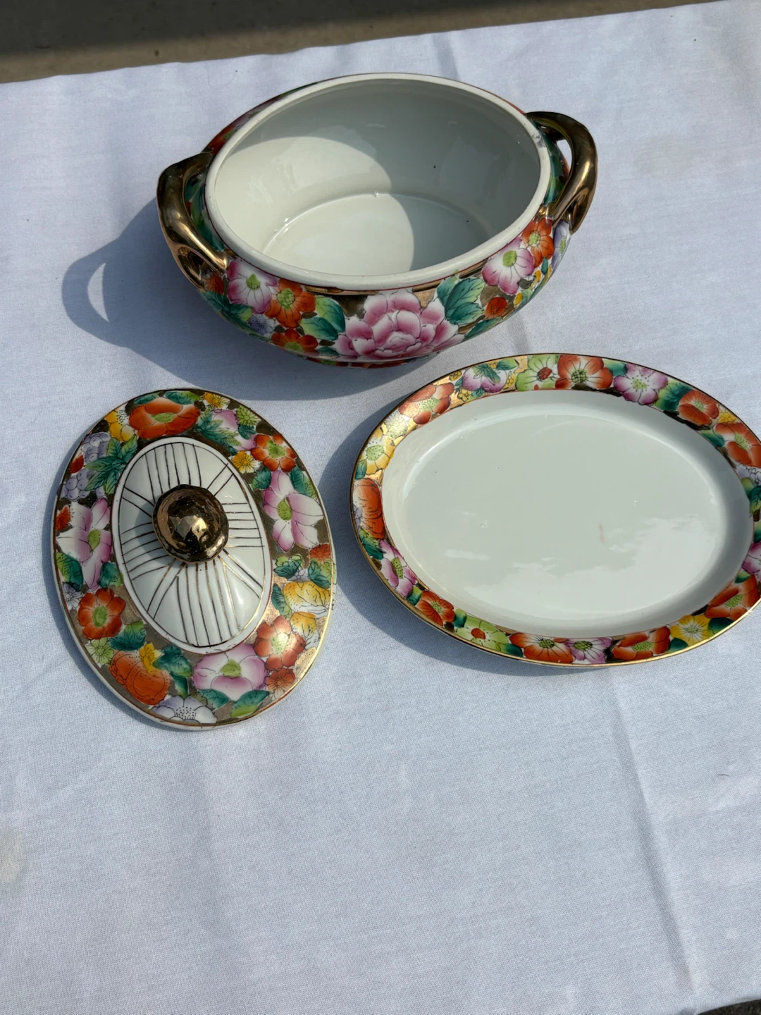 Vintage Floral Covered Serving Dish with Underplate - photo 2