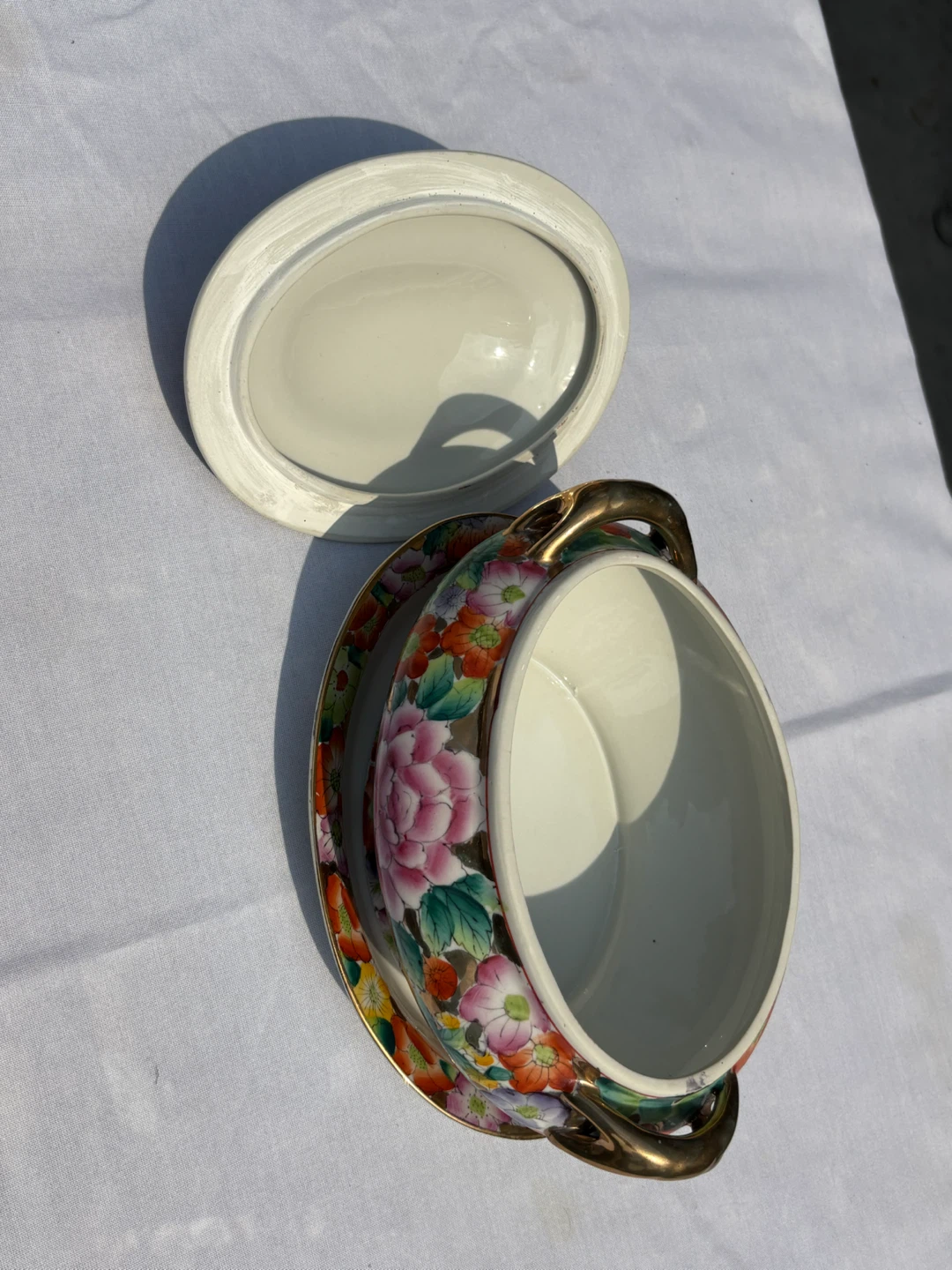 Vintage Floral Covered Serving Dish with Underplate - photo 3