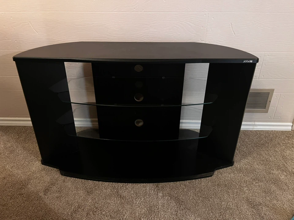 Sonax black glass TV stand