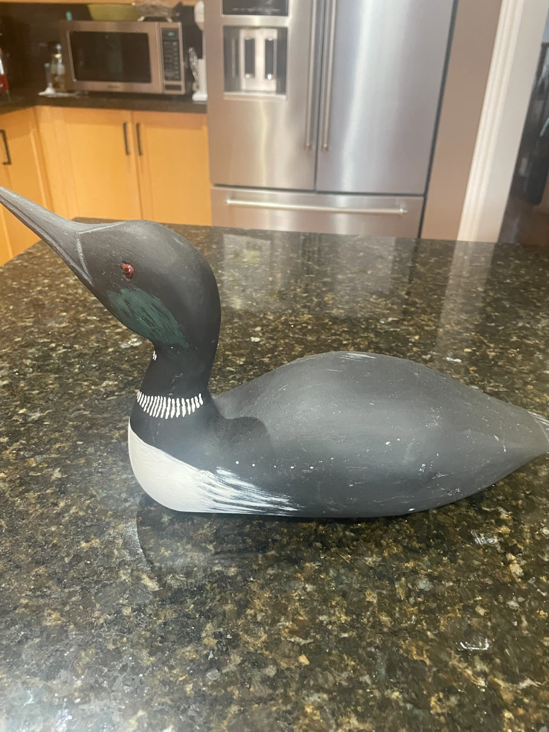 Wooden hand painted loon decoy