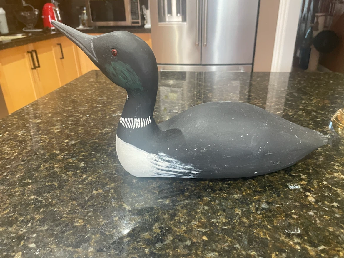 Wooden hand painted loon decoy - photo 4