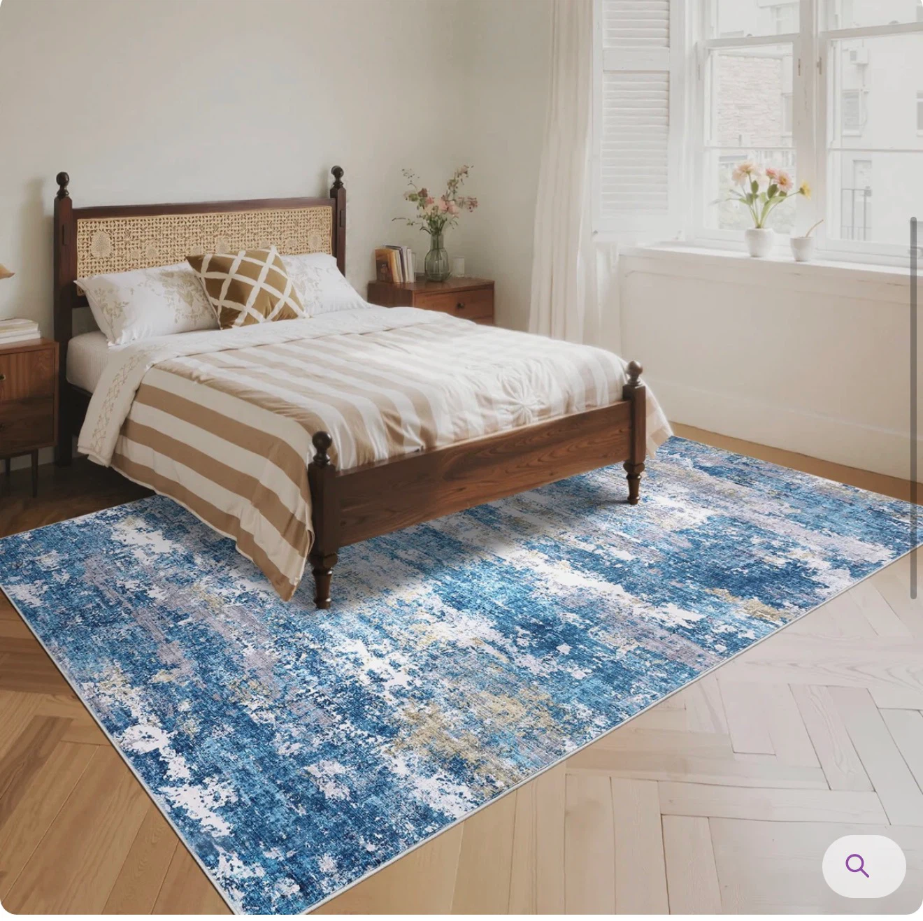 Blue and White Abstract Area Rug - photo 2