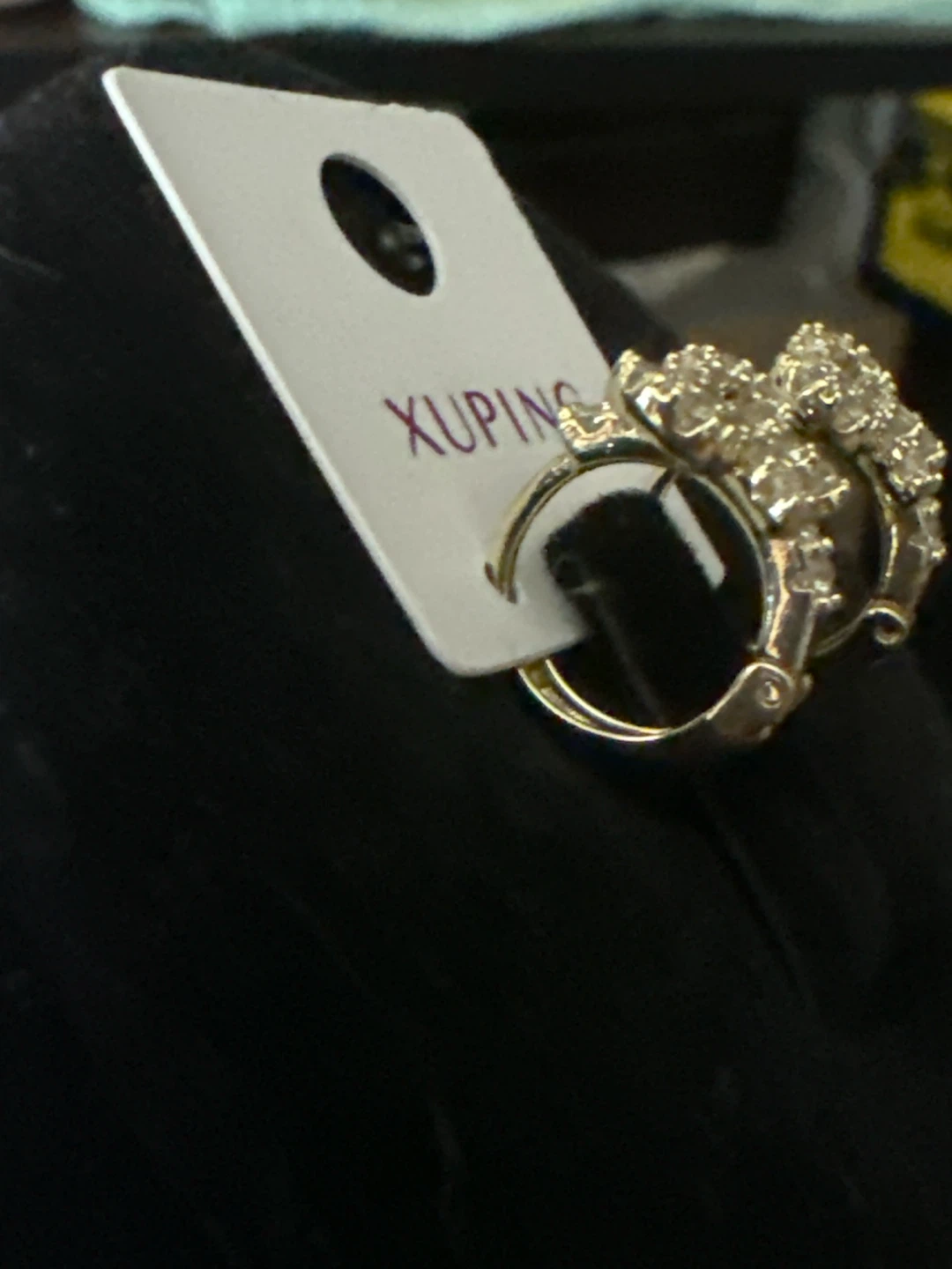 14k gold laminated Bow Earrings with Crystals - photo 2