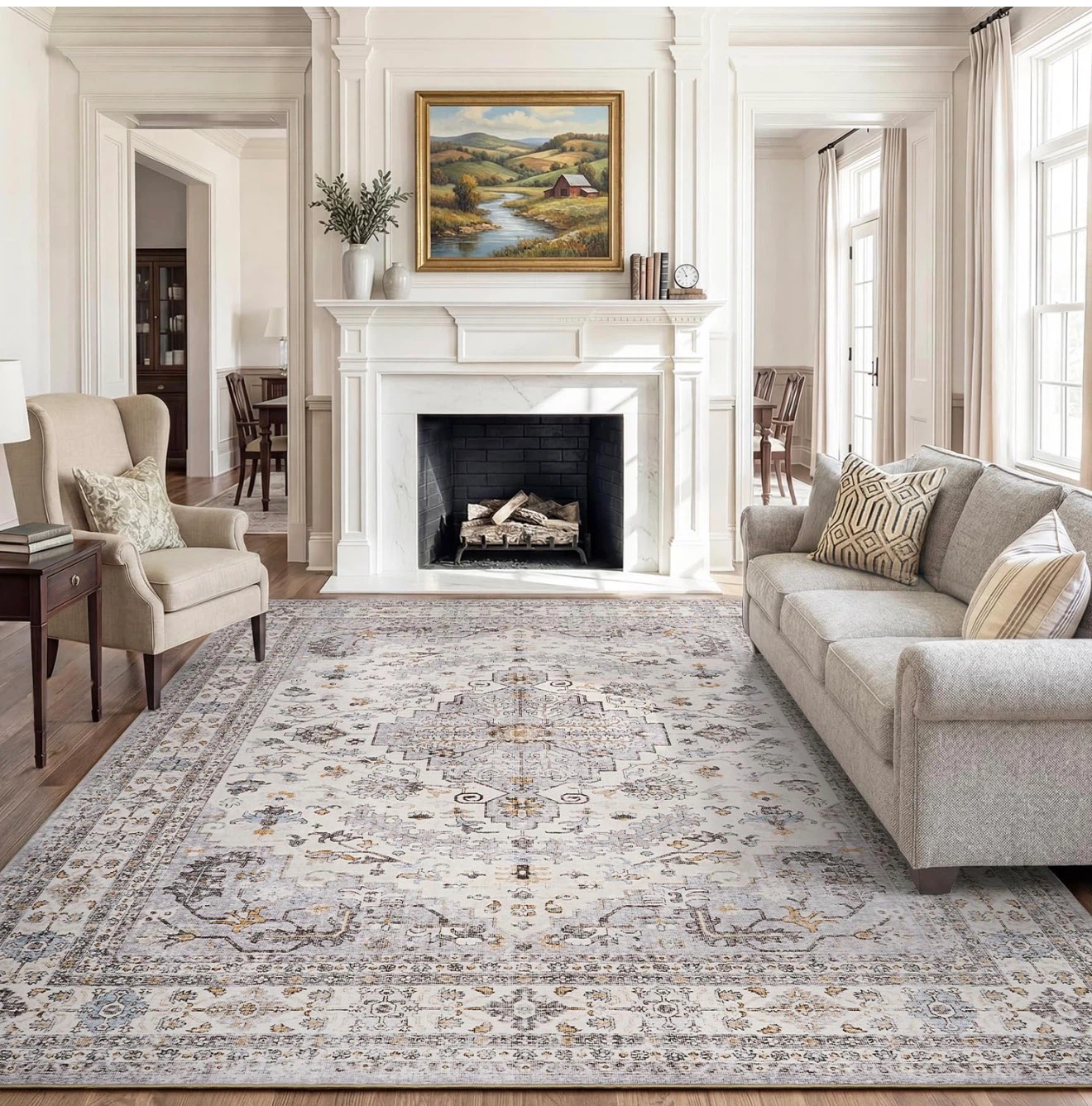 Persian Style Area Rug - Distressed Medallion Pattern - photo 2