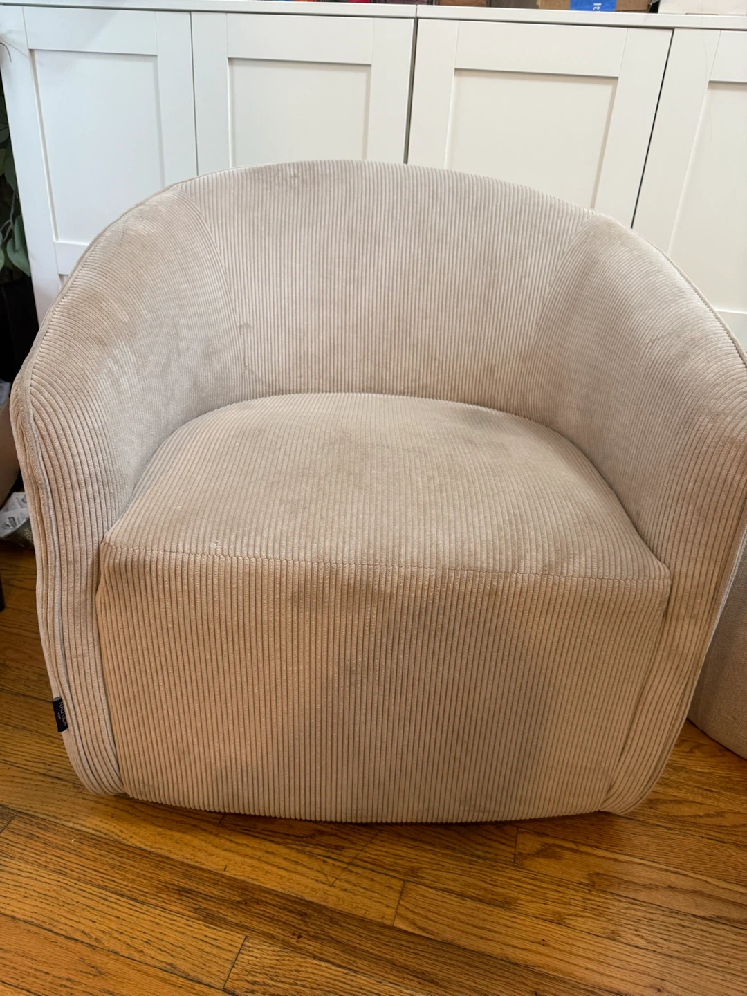 Nautica Home Beige Corduroy Swivel Chair