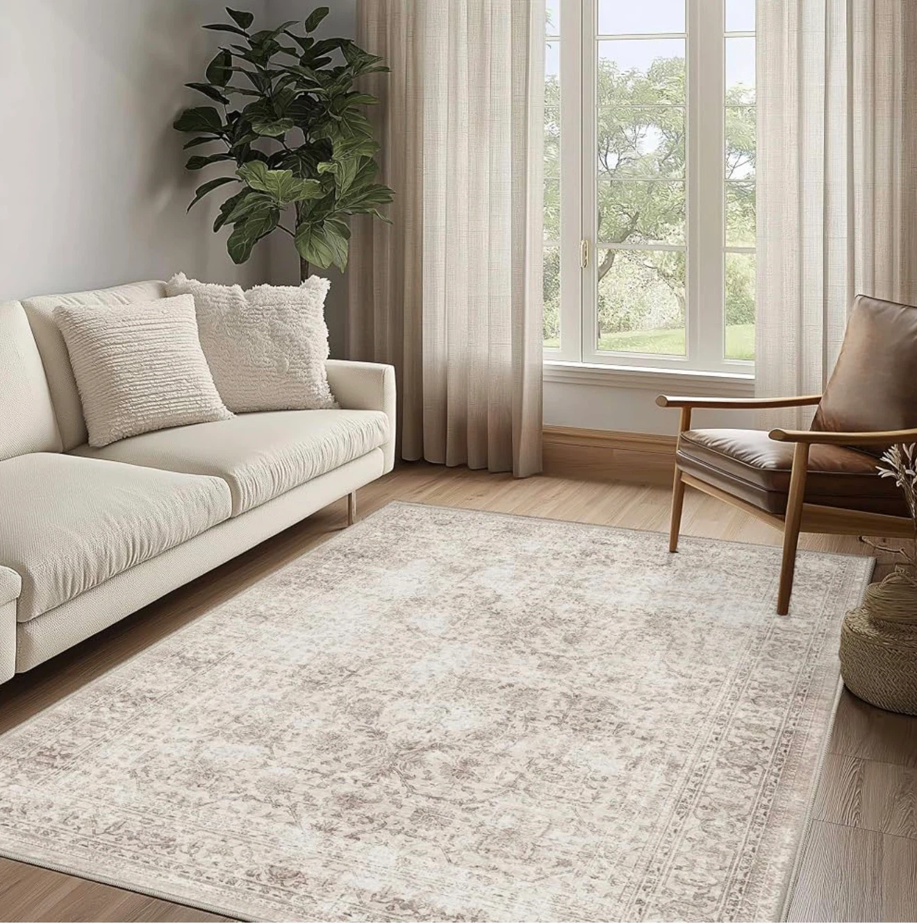 Low Pile Area Rug with Non-Slip Backing
