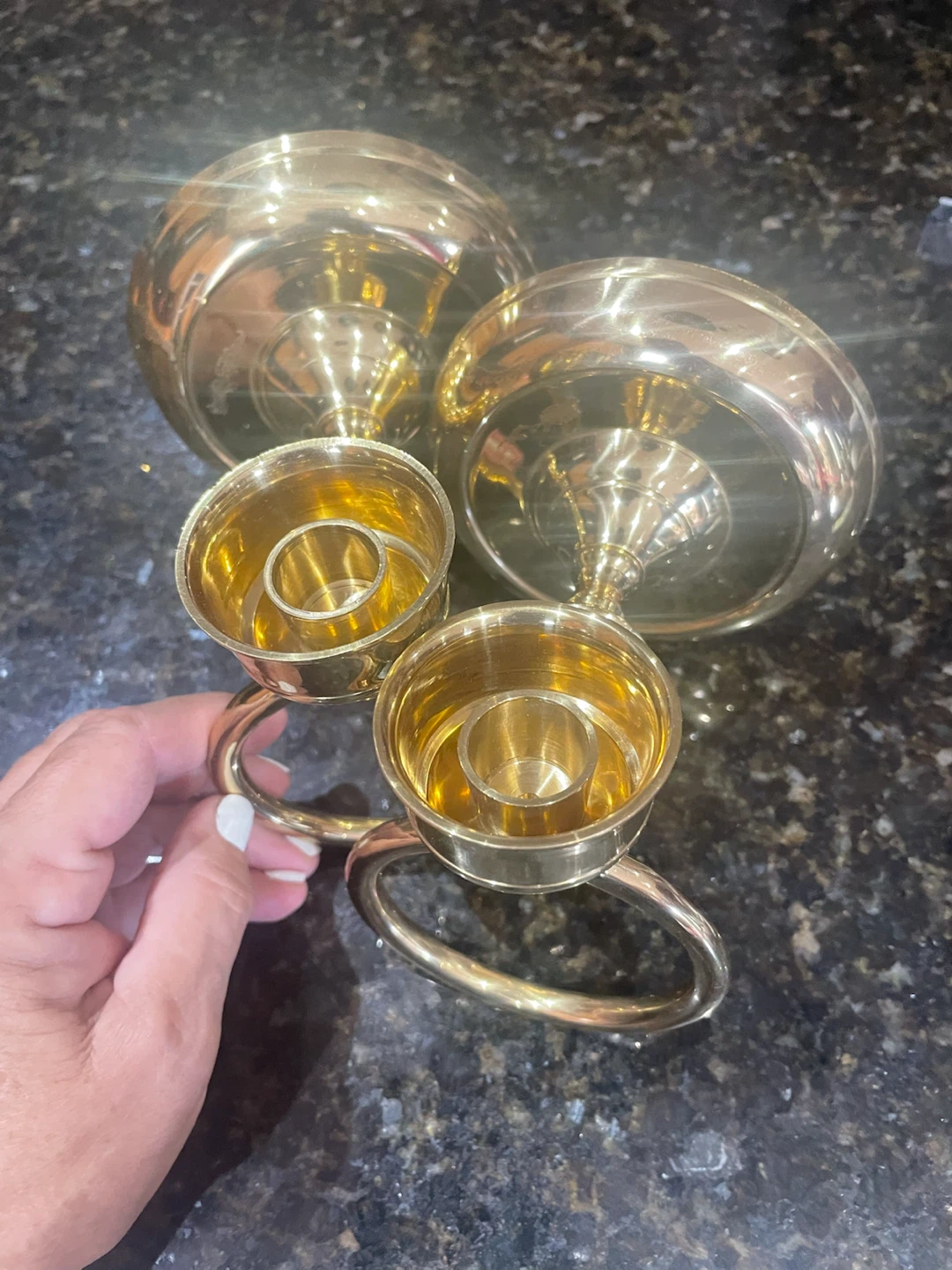 Set of 2 Brass Wall Sconce Candle Holders - photo 5