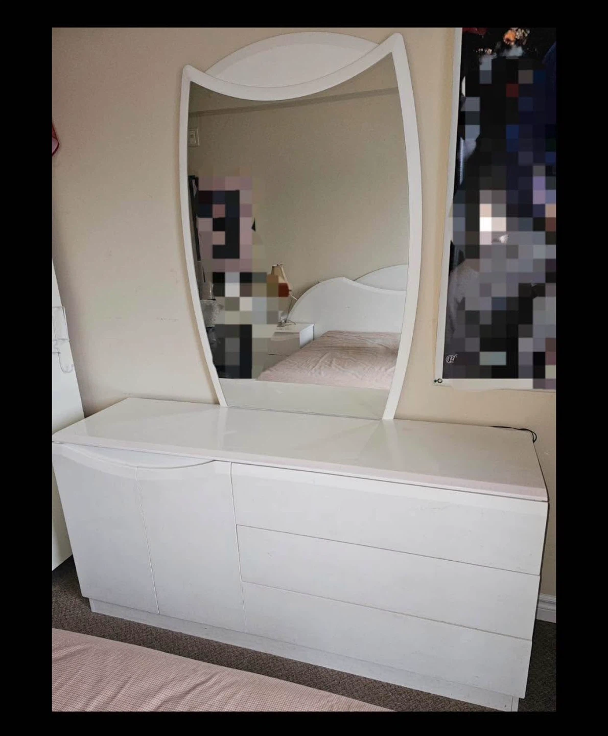 White Queen Bed Frame with Headboard and Nightstands - photo 2