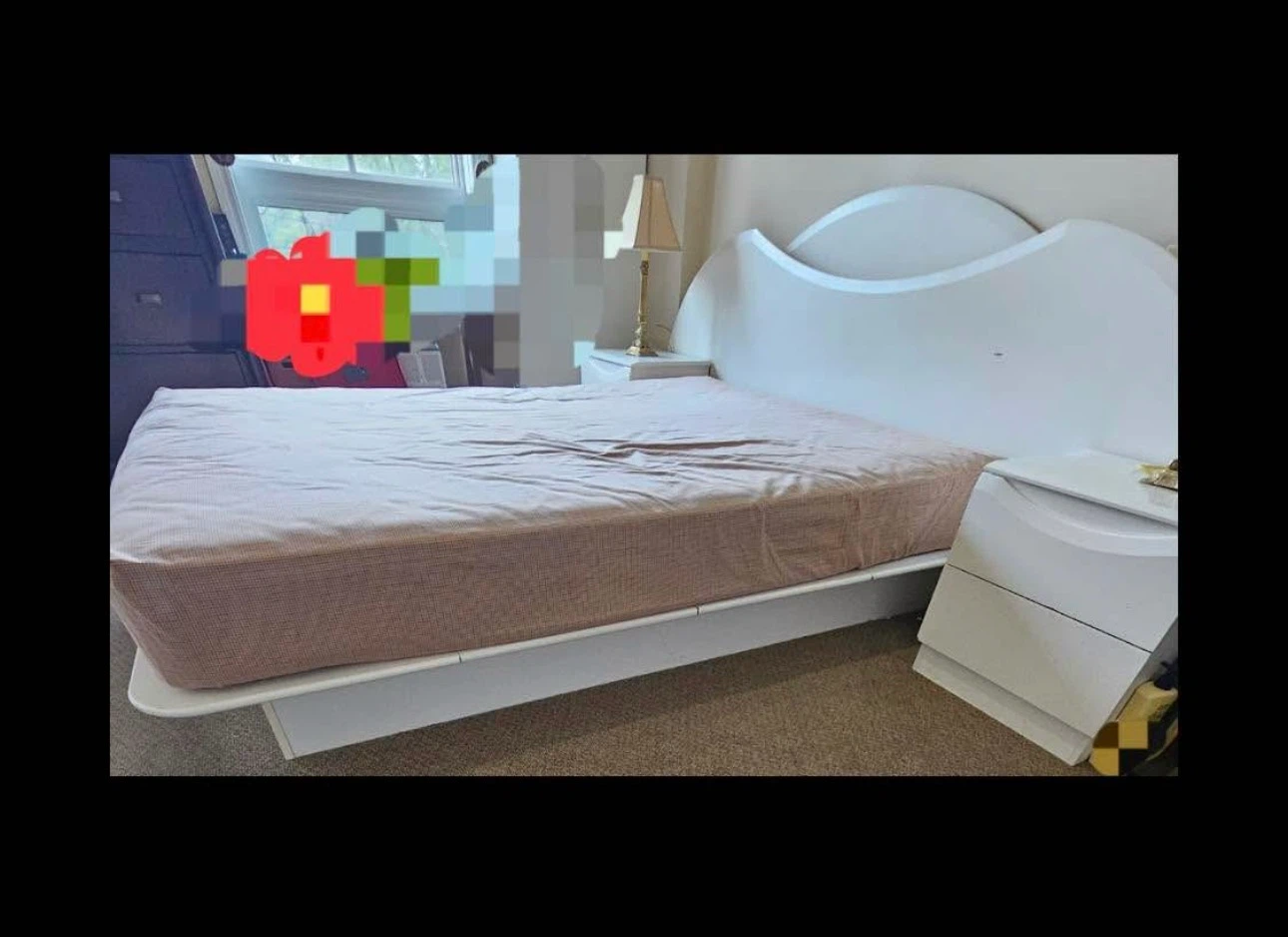 White Queen Bed Frame with Headboard and Nightstands - photo 3